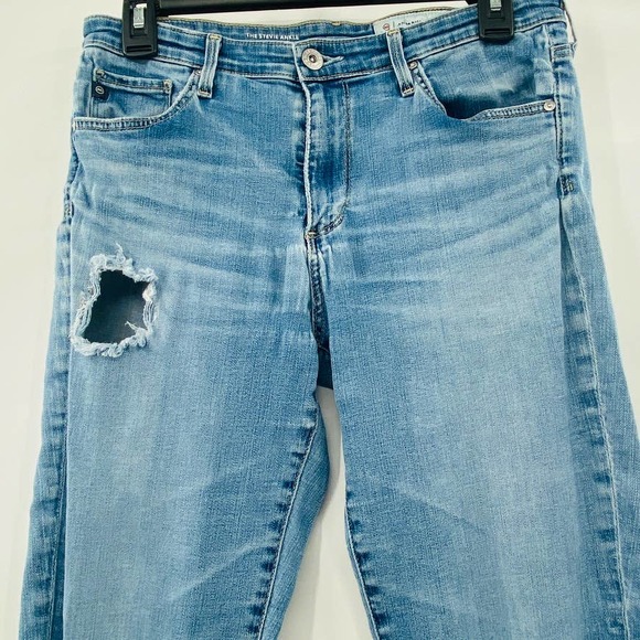 AG Adriano Goldschmied Stevie Distressed Slim Ankle Jean Light Wash Blown Out 30 - Picture 6 of 10